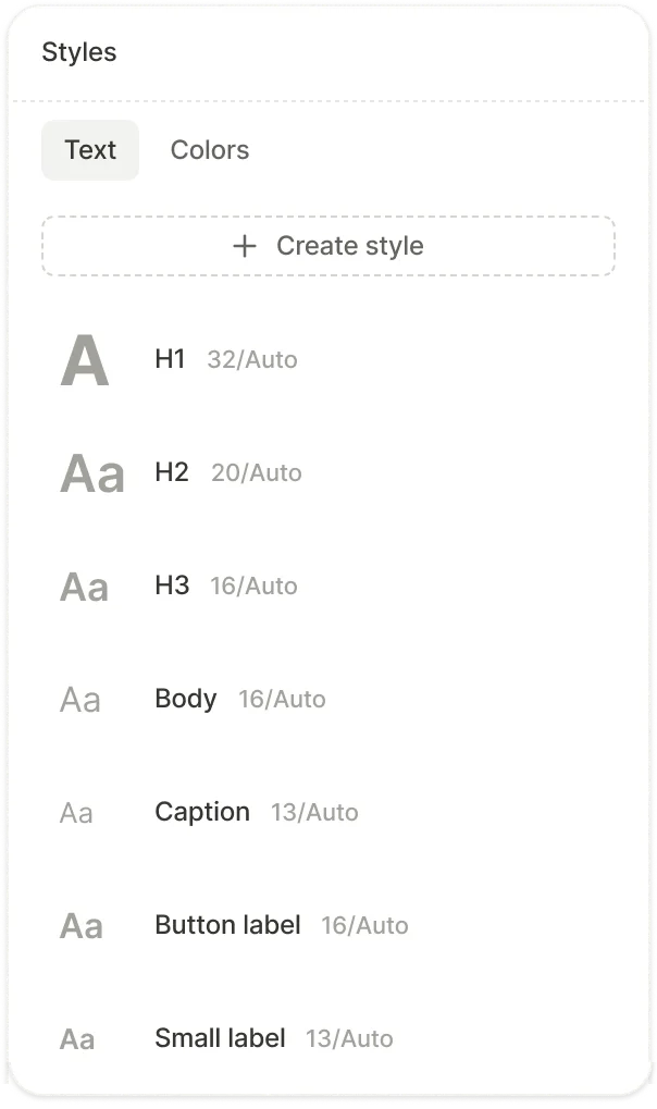 Text styles