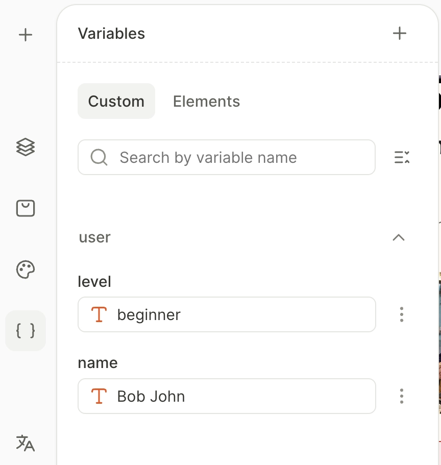 Flow builder variables view
