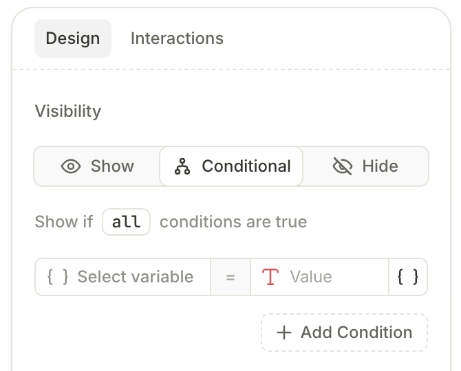Conditional visibility settings