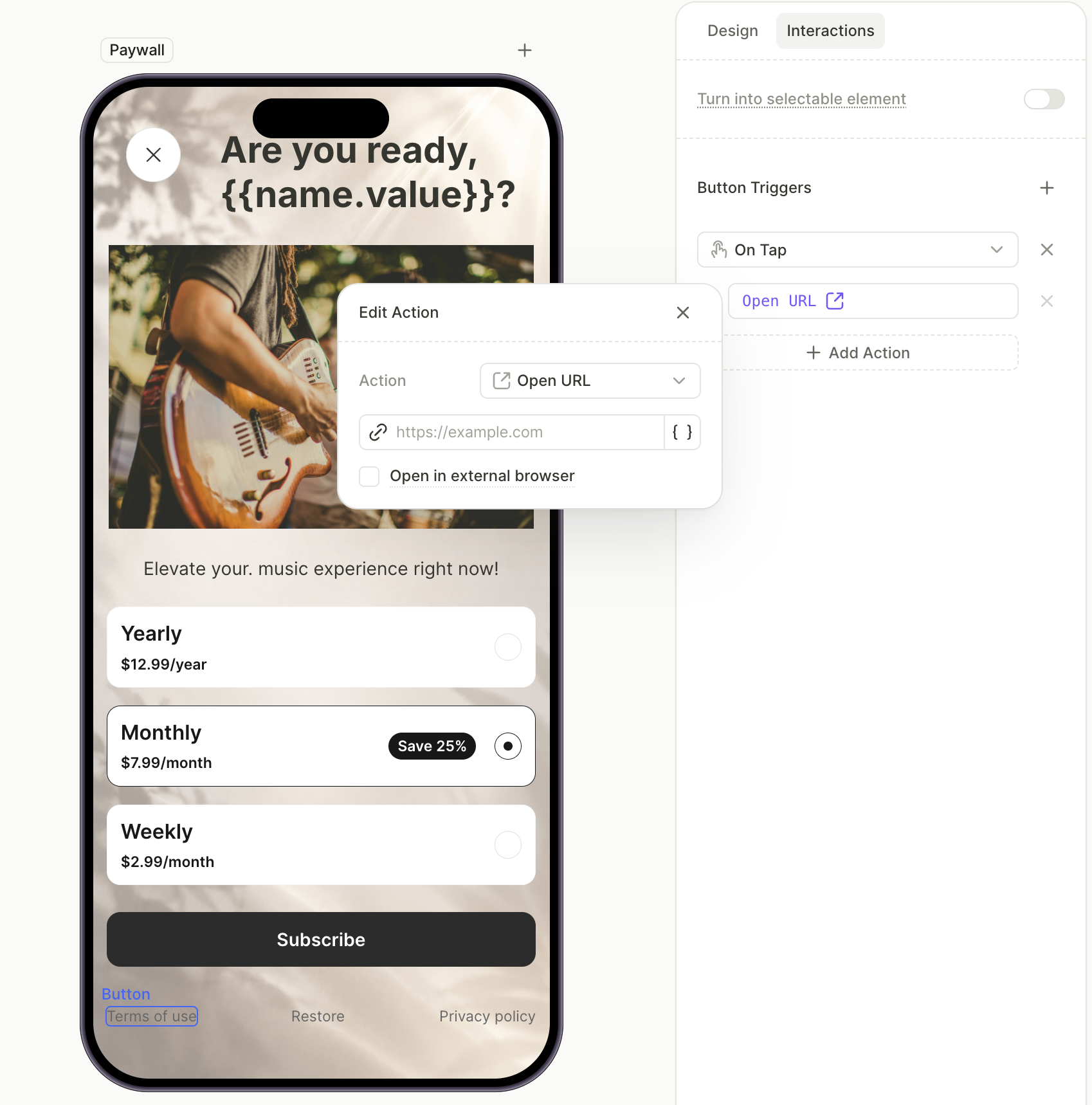 Final paywall with products, purchase button, and links
