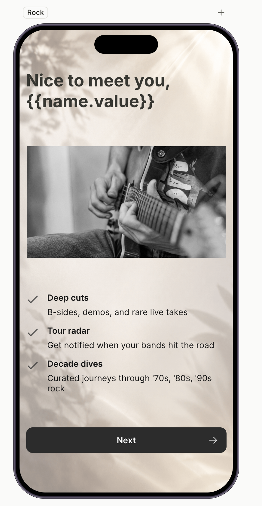 Final first path screen with personalized headline