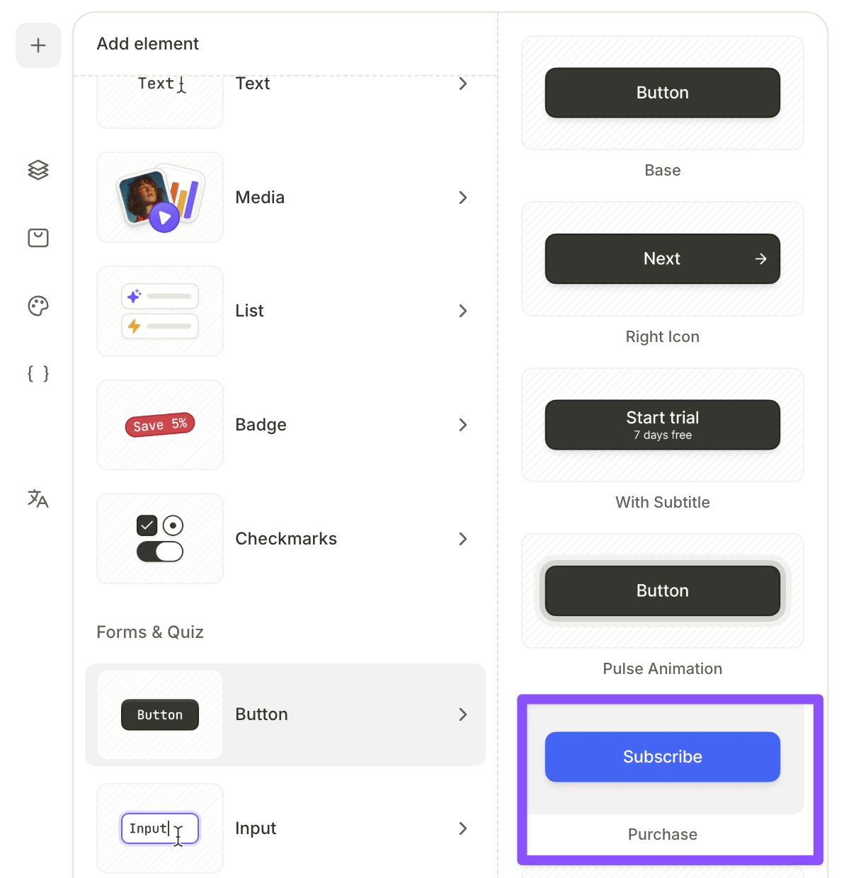 Adding a purchase button to the canvas
