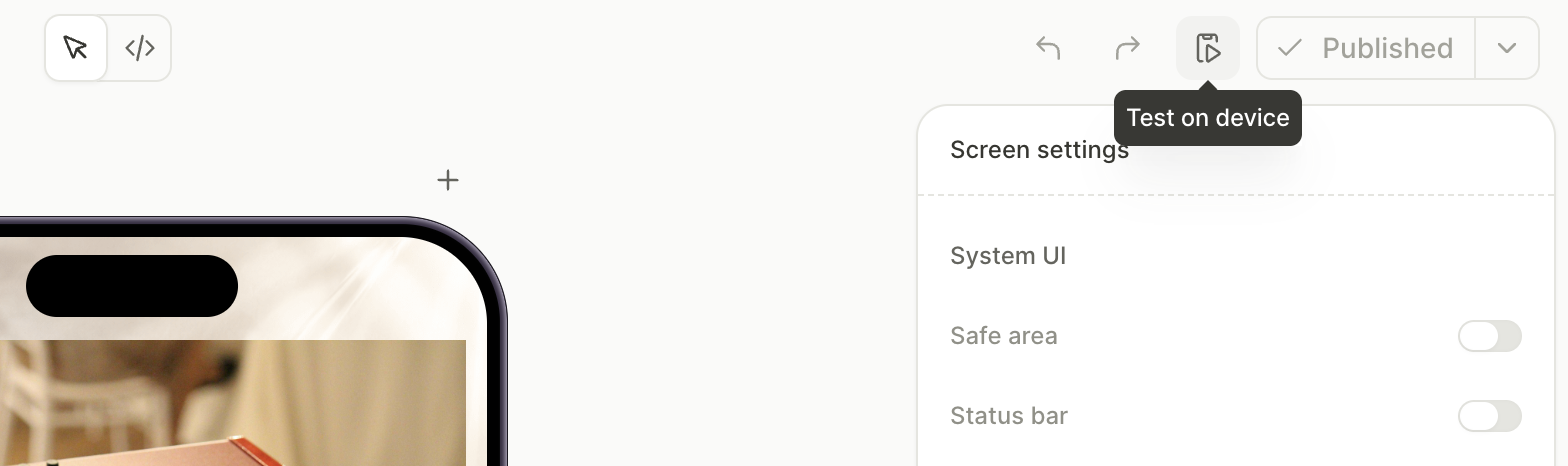 Test on device button in the flow builder