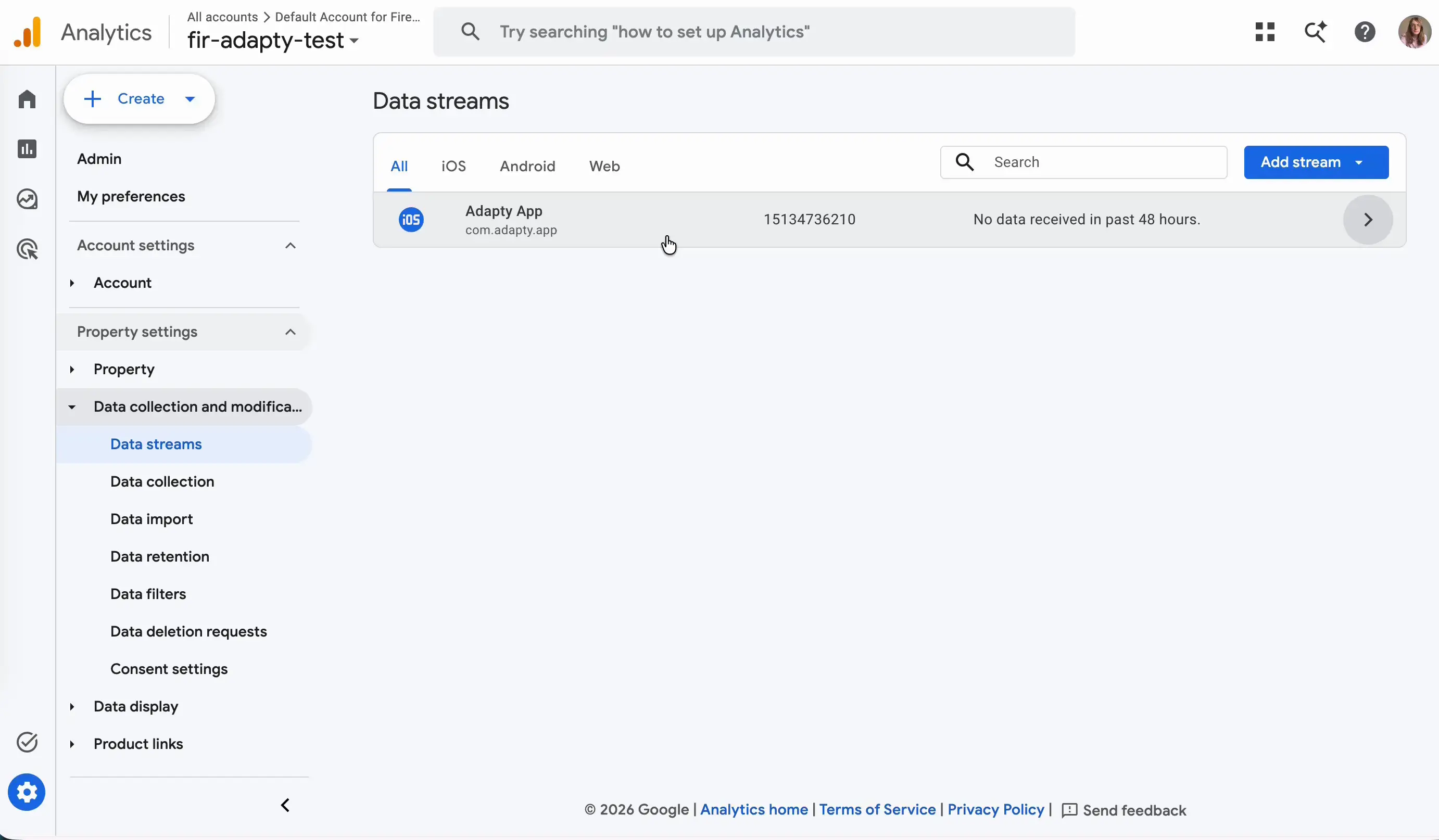 Google Analytics Measurement Protocol API secret creation screen