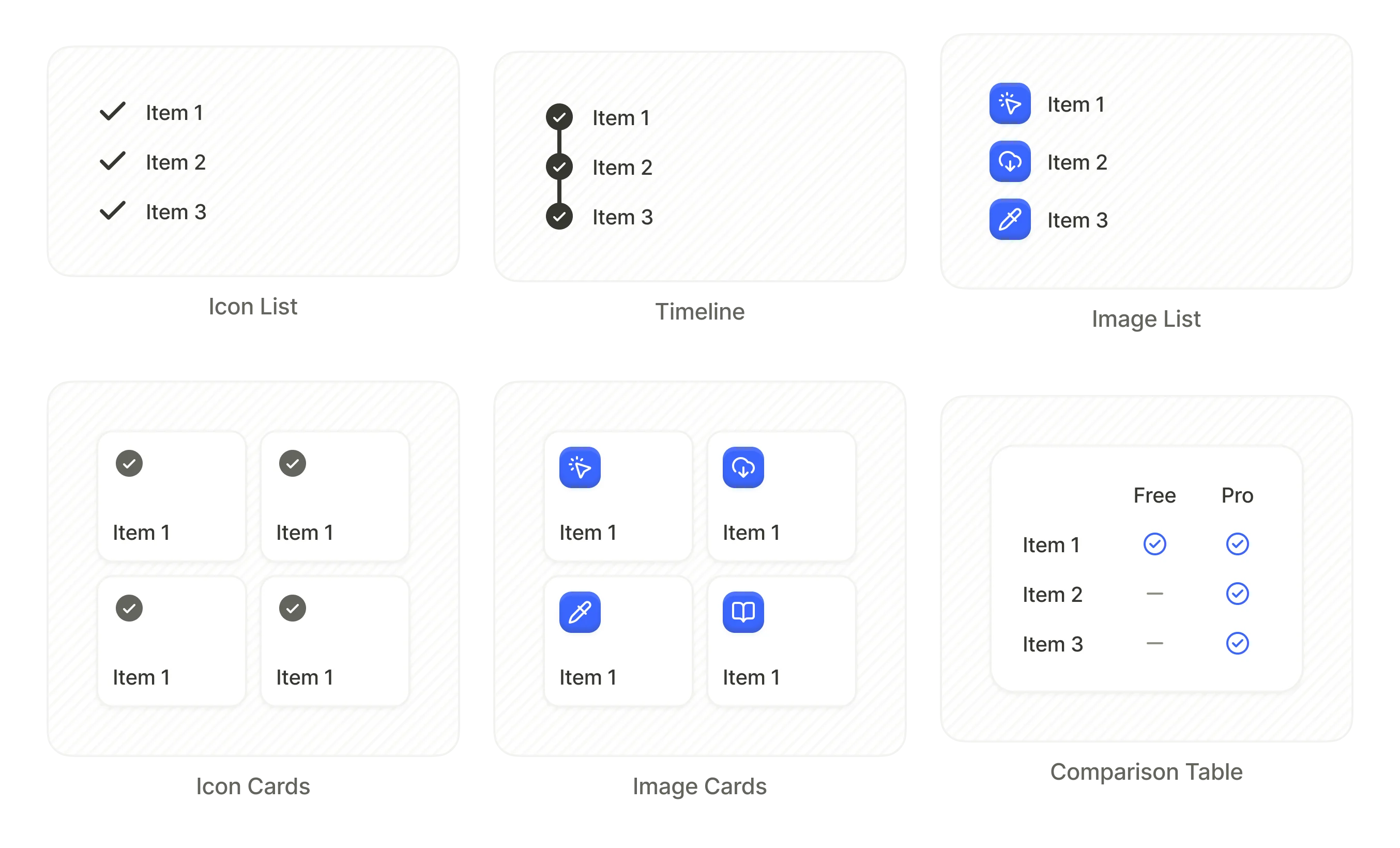 List element templates