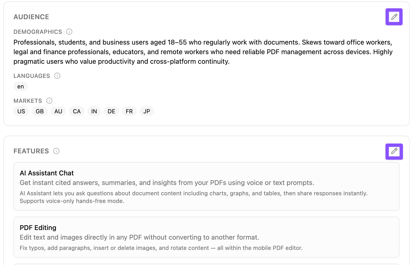 Inline editor open on a brand section with the unsaved draft banner at the top
