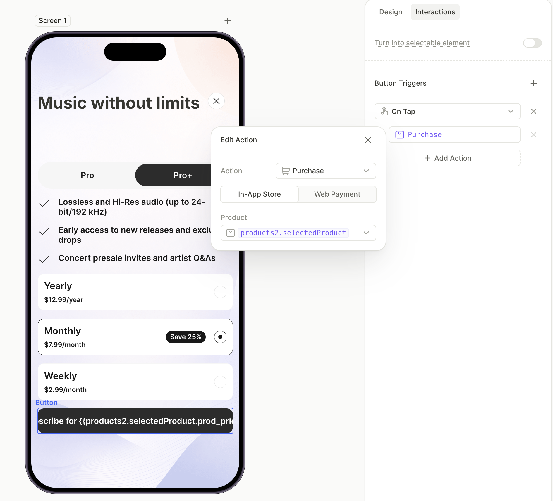Second tab updated with its own features, products, and purchase target
