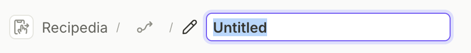 Rename the flow name in the top toolbar