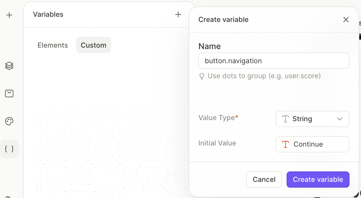 再利用するテキストを初期値に設定したカスタム変数の作成