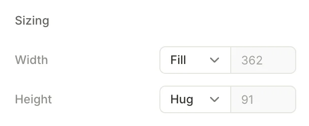 Sizing controls