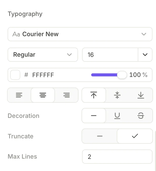Typography settings