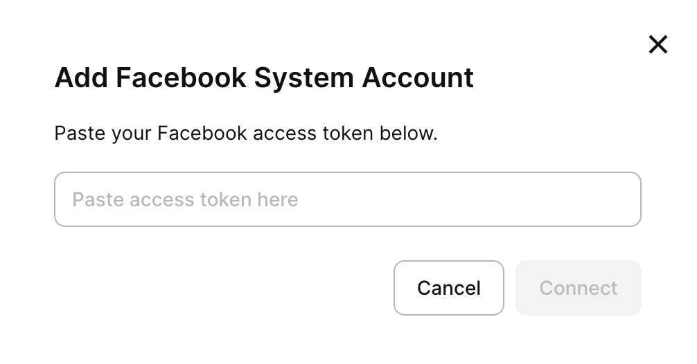 System token input field on the Meta integration page in Adapty UA
