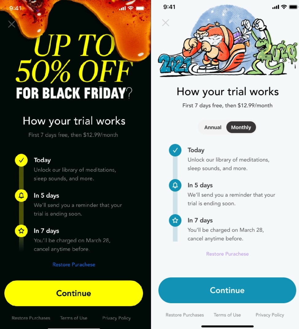Friday holiday paywall examples 3