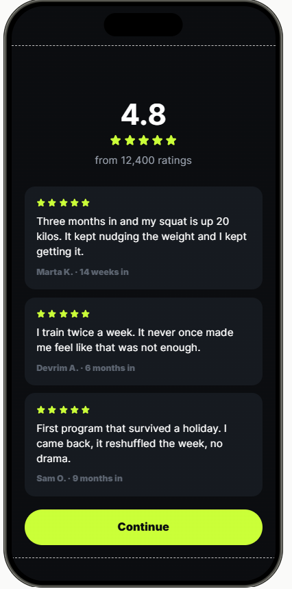 Social proof screen