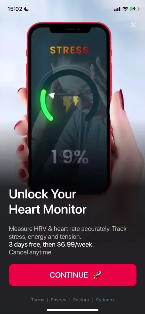 An example of an animated mobile paywall by Heartify