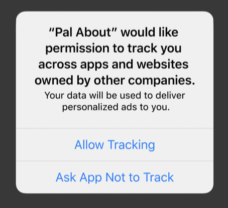 Tracking pop-up on the iPhone