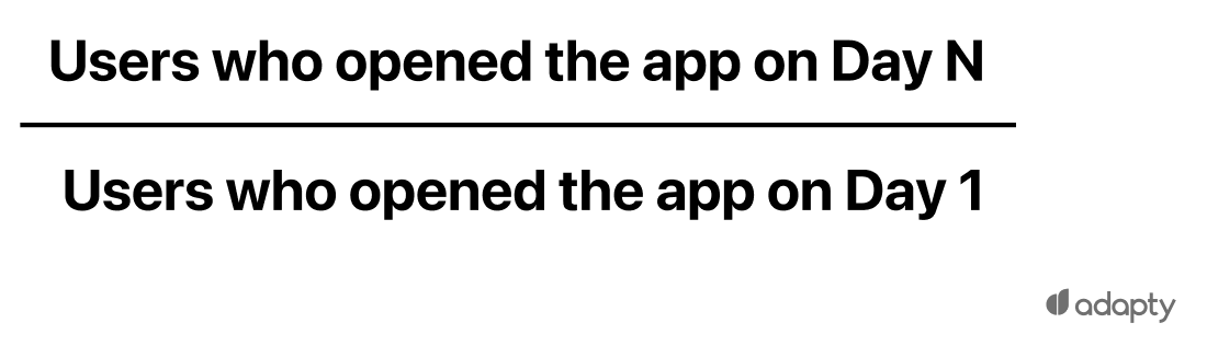 Number of users who opened the app on the N day Number of users who opened the app on the N day / Number of users who opened the app on the day 0