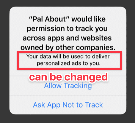 What can be changed in Apple's 'track' pop-up