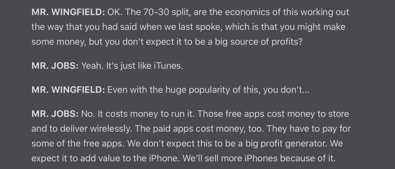 Excerpt from the article by WSJ where Steve Jobs came up with 30% tax
