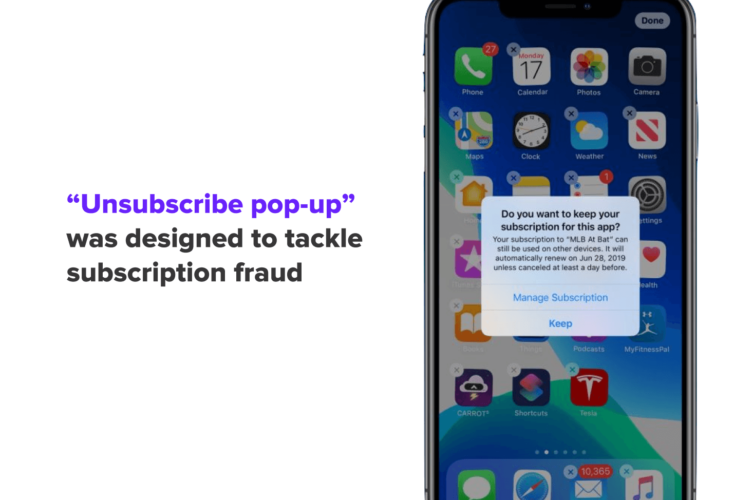 Unsubscribe pop-up on iOS
