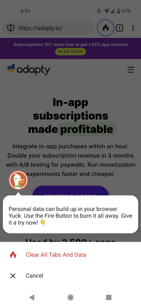 DuckDuckGo progressive mobile app onboarding steps