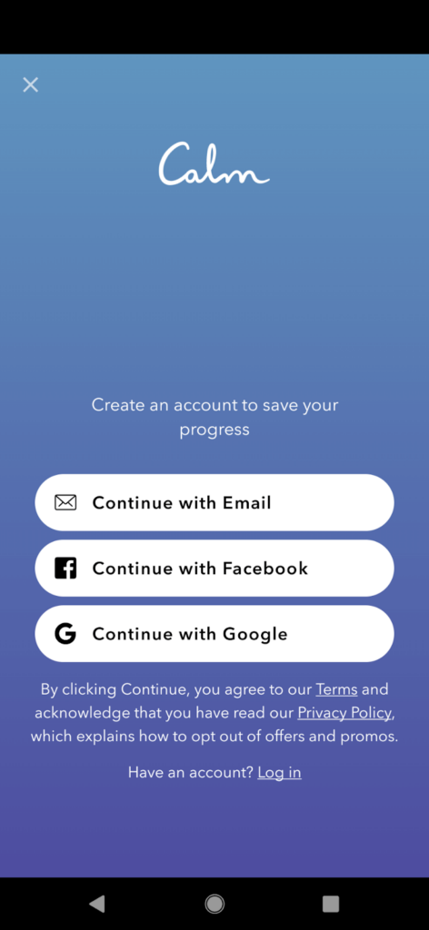 mobile app onboarding account setup step