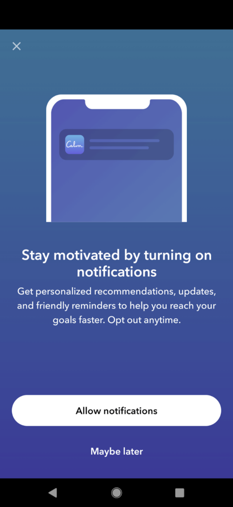 mobile app onboarding asking for notifications permissions