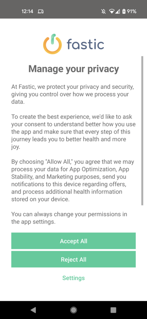 privacy settings permissions mobile app onboarding