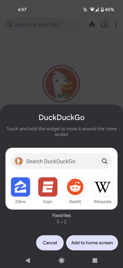 steps in progressive mobile app onboarding example DuckDuckGo