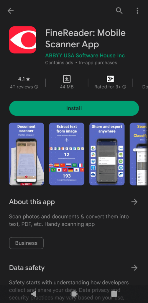 FineReade Mobile Scanner app freemium app