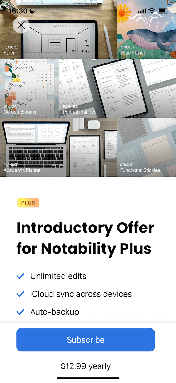 mobile app paywall screen examples — paywall by notability