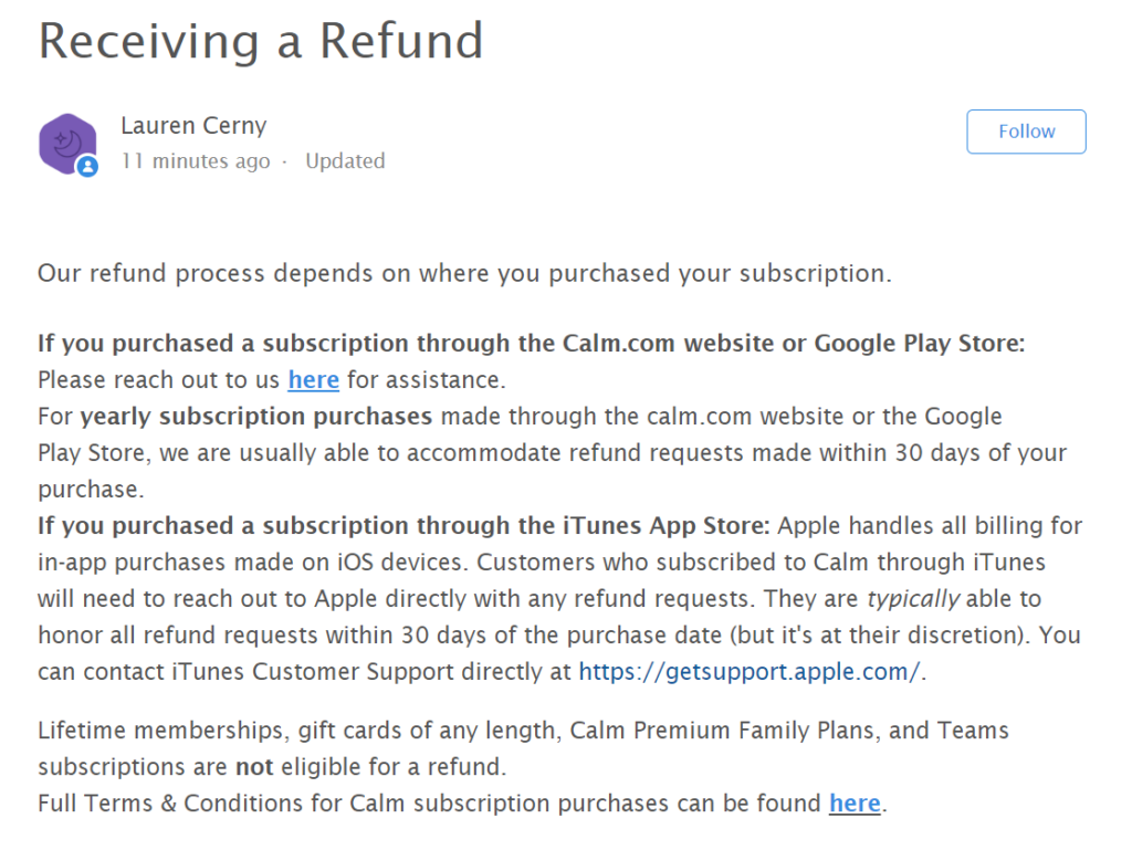mobile app refund policies