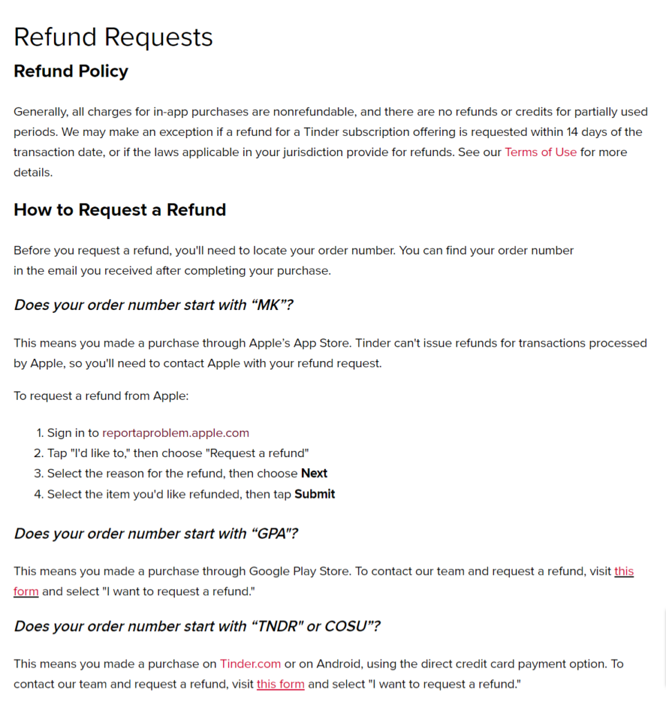 refund rate policy examples