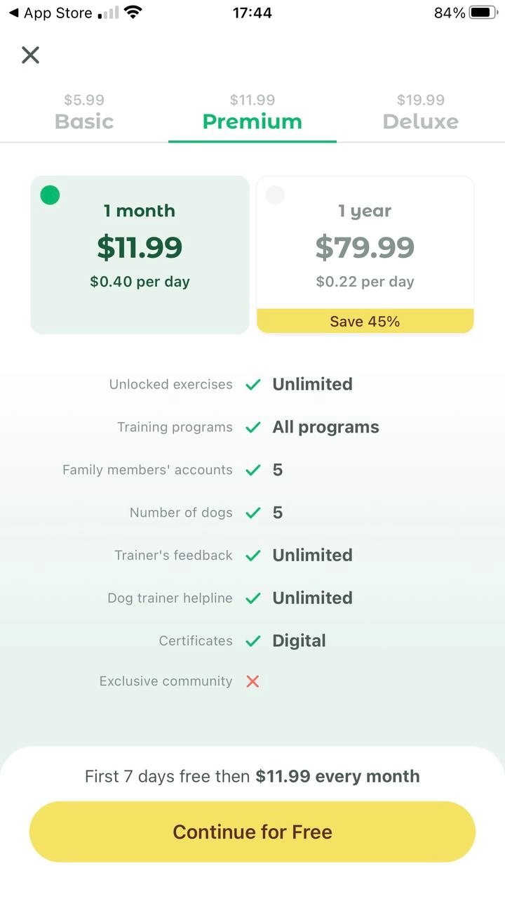 DogoVideo paywall screen (premium tab)