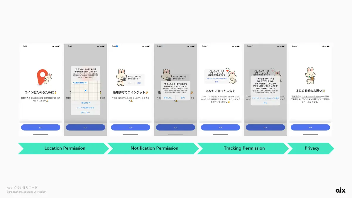 クラシルリワード using interactive mascot character to guide users during onboarding