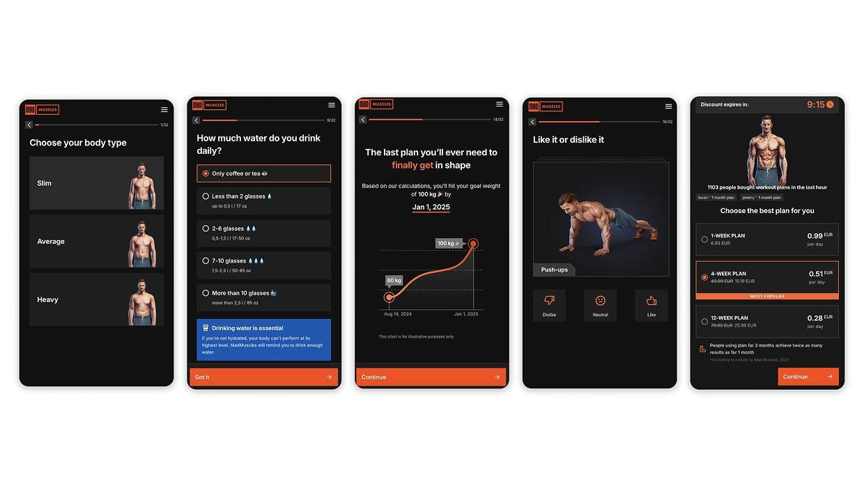 MadMuscles defines transformation strategy and predicts a personalized timeline for achieving results