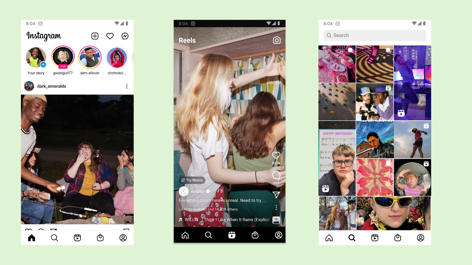 Instagram app screenshots