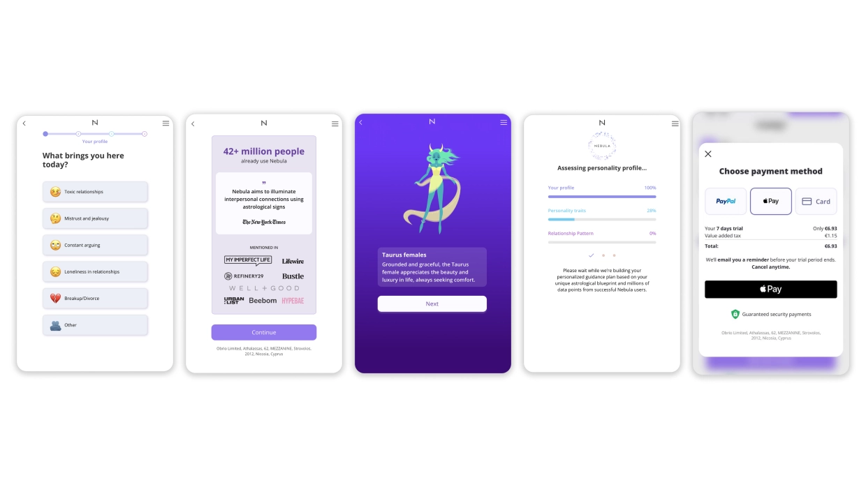 Nebula generates highly personalized astrology insights based on the user’s birth details