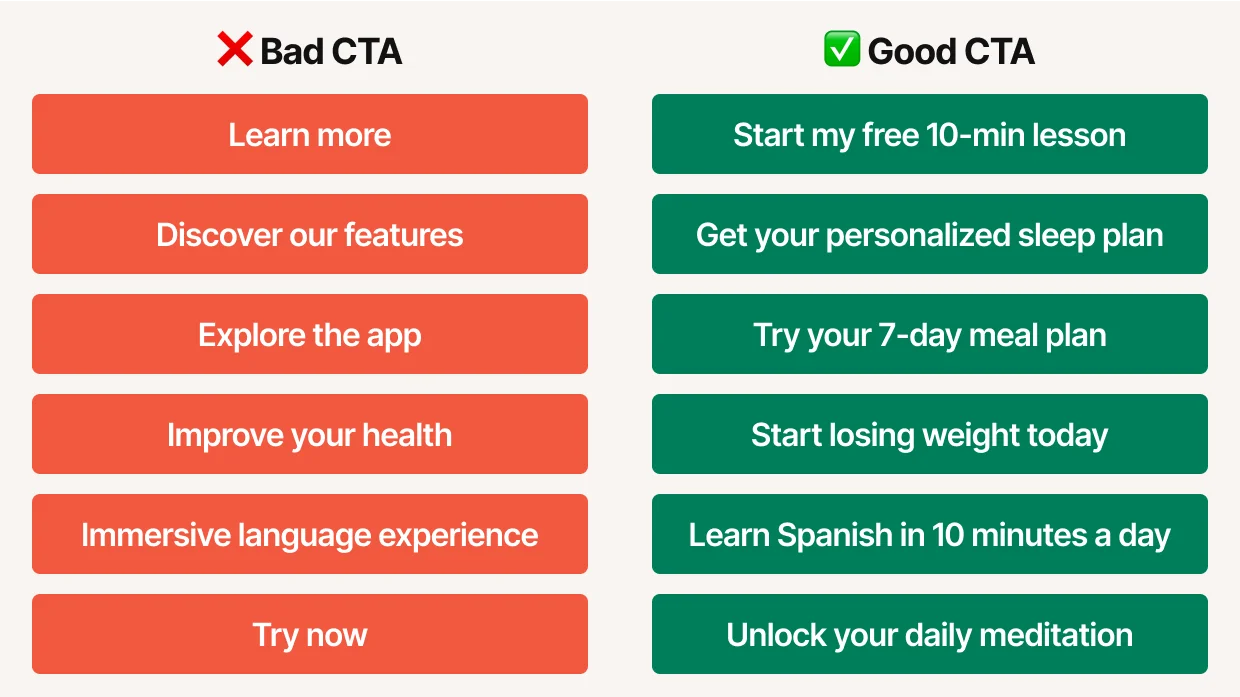 Bad CTAs vs. good CTAs